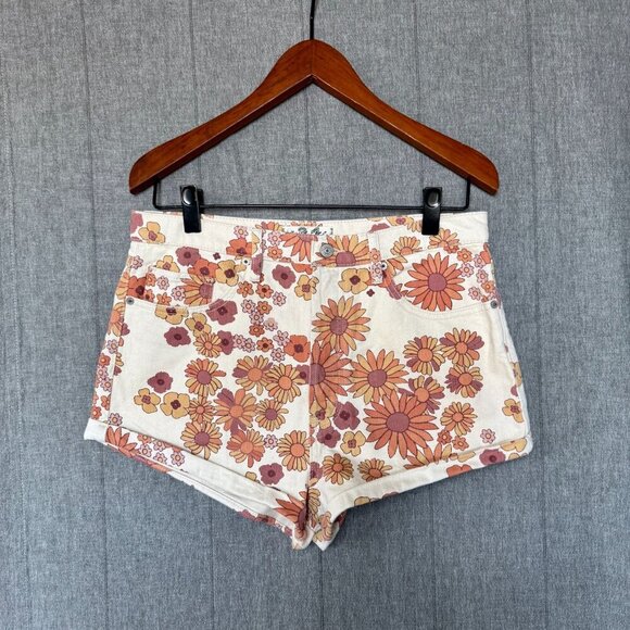 Free People We The Free 70s Retro Brown Floral Itty Bitty Micro Short Size 31 - Picture 2 of 15